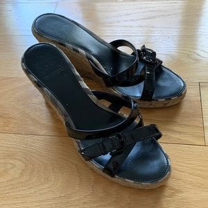 Patent Burberry Espadrille Wedge Sandals Size 39